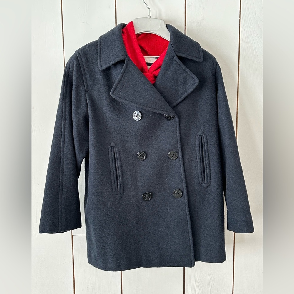 VTG 90s MDP Wool Peacoat M-L Double Breasted Navy Fisherman Academia